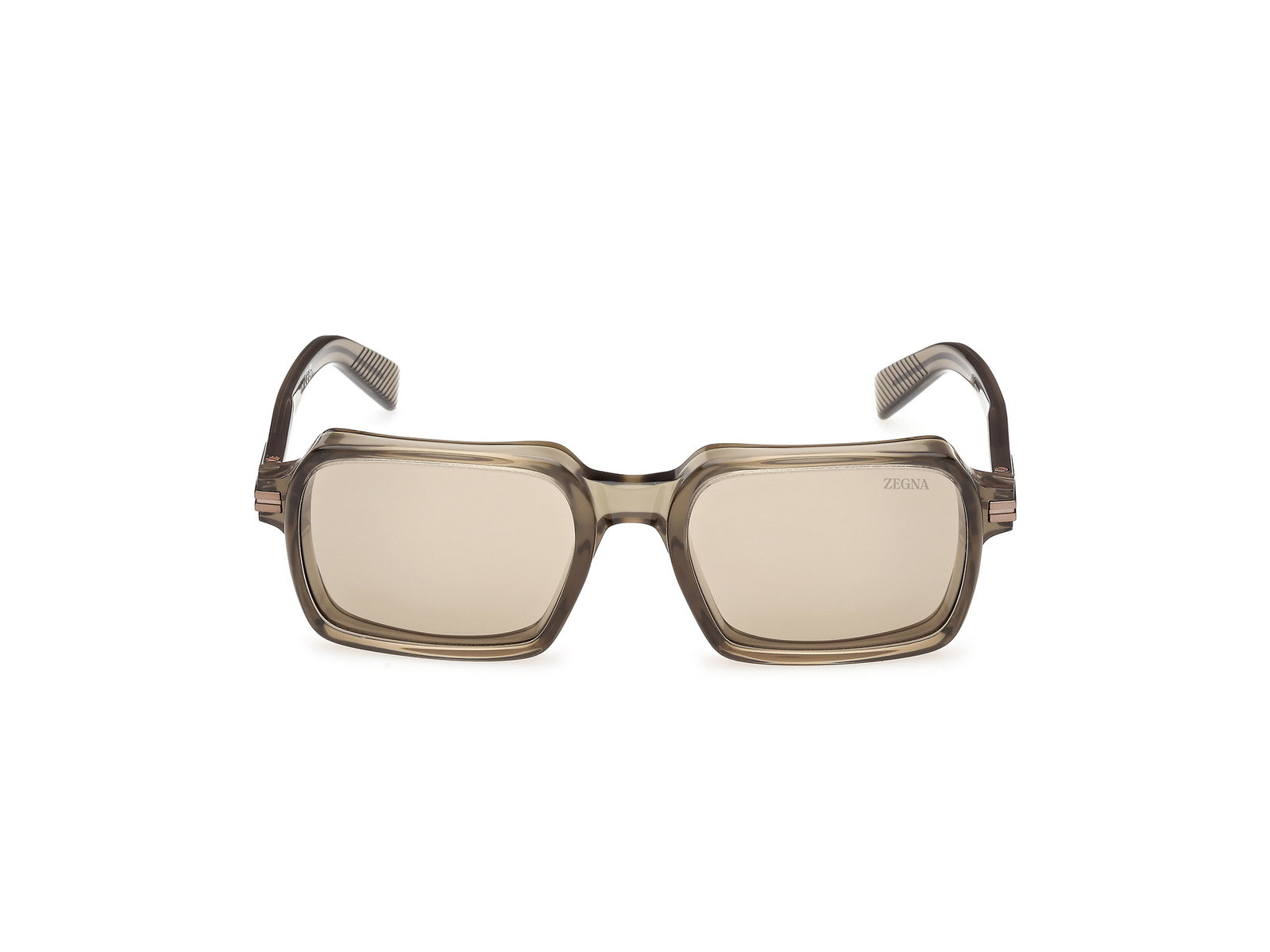 Das Bild zeigt die Zegna Sonnenbrille 0254 in glänzend dunkelbraun von vorne.